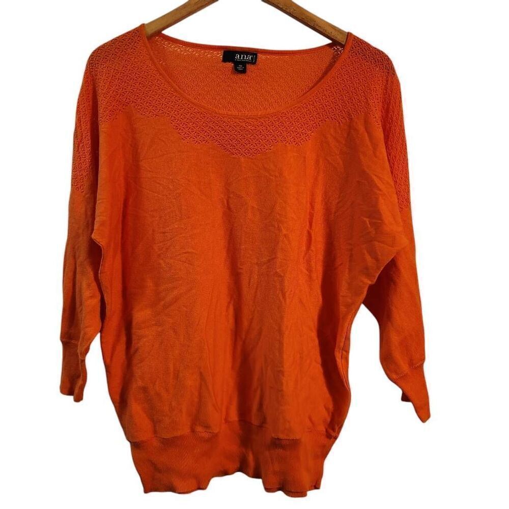 A.n.a. orange dolman knit top sheer shoulders size pm